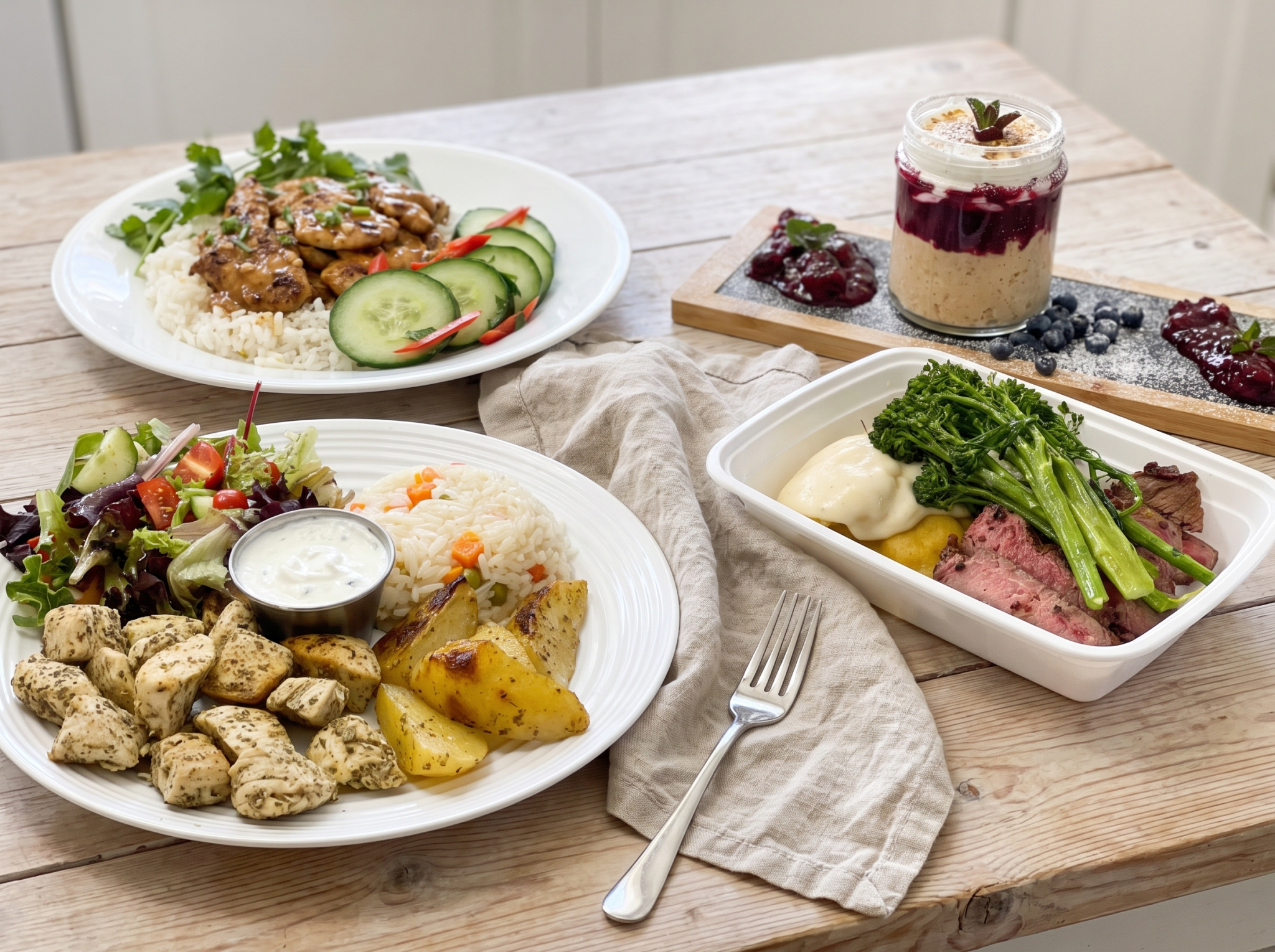 Busy professional holding a ready-to-eat UFM meal โ no cooking required